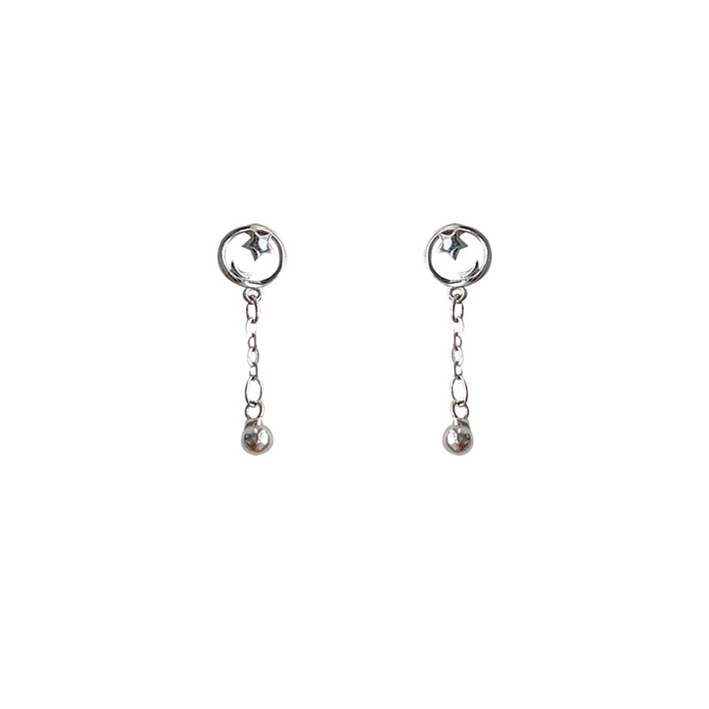 1 Pasang Anting stud Rantai Rumbai Liontin Manik-Manik Bintang mini Gaya Korea Untuk Wanita