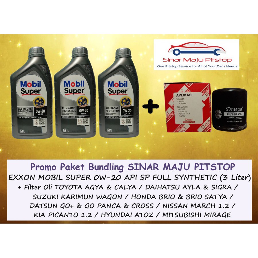 Paket Oli EXXON MOBIL SUPER 5W-30 API SQ 3 Liter & Filter Oli SUZUKI KARIMUN KOTAK & WAGON & ESTILO