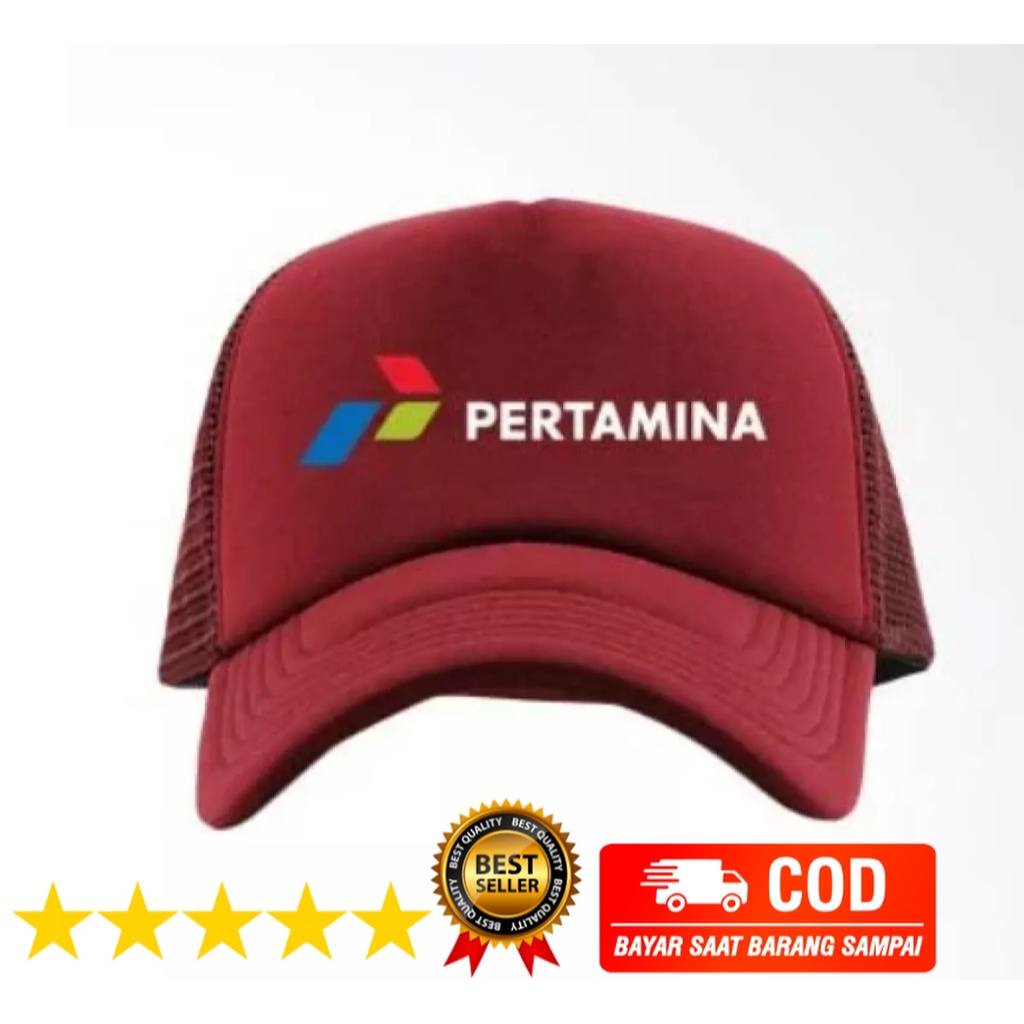 TOPI TRUCKER JARING SABLON TopiPertamina logo samping / TOPI KHUSUS DEWASA