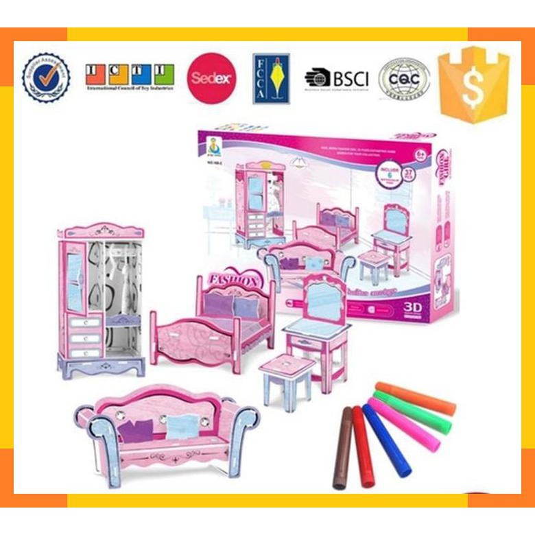 3D Puzzle Painting Furniture - Merangkai dan Mewarnai | Mainan Edukasi