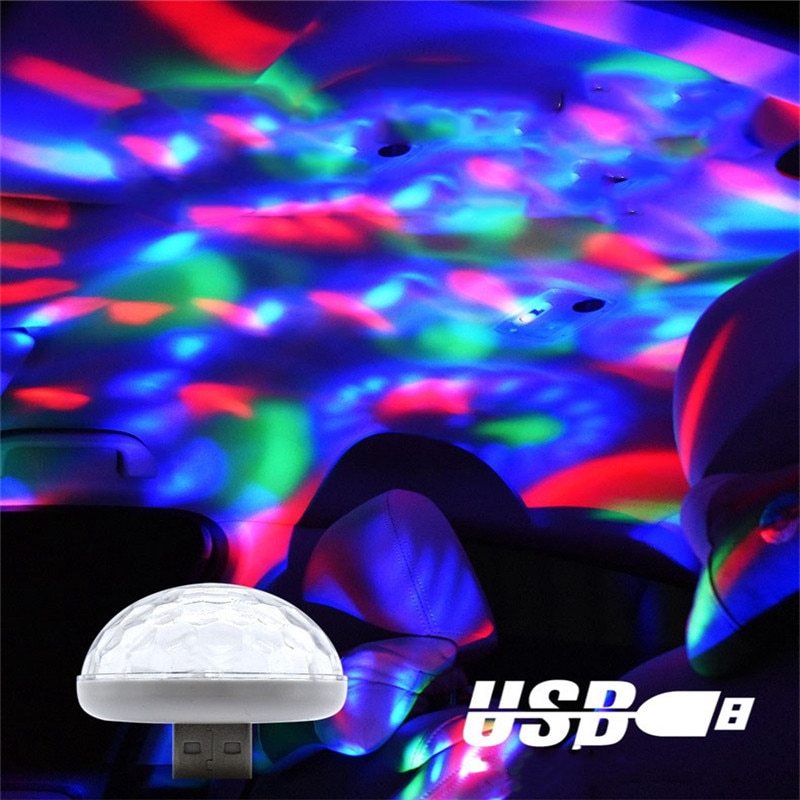 Lampu Atmosfir LED RGB Mini USB Dengan Kontrol Suara Musik Untuk Dekorasi Mobil