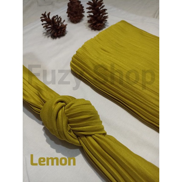 Hijab Kerudung Pashmina Plisket Warna Lemon Murah
