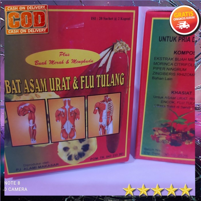 COD obat asam urat dan flu tulang Kapsul Box mengandung buah merah dan mengkudu