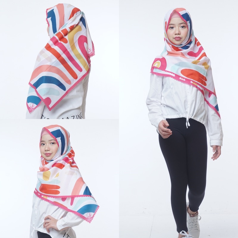 PASHMINA ANAK MOTIF CORETAN AESTHETIC / HIJAB ANAK / JILBAB ANAK / KERUDUNG ANAK