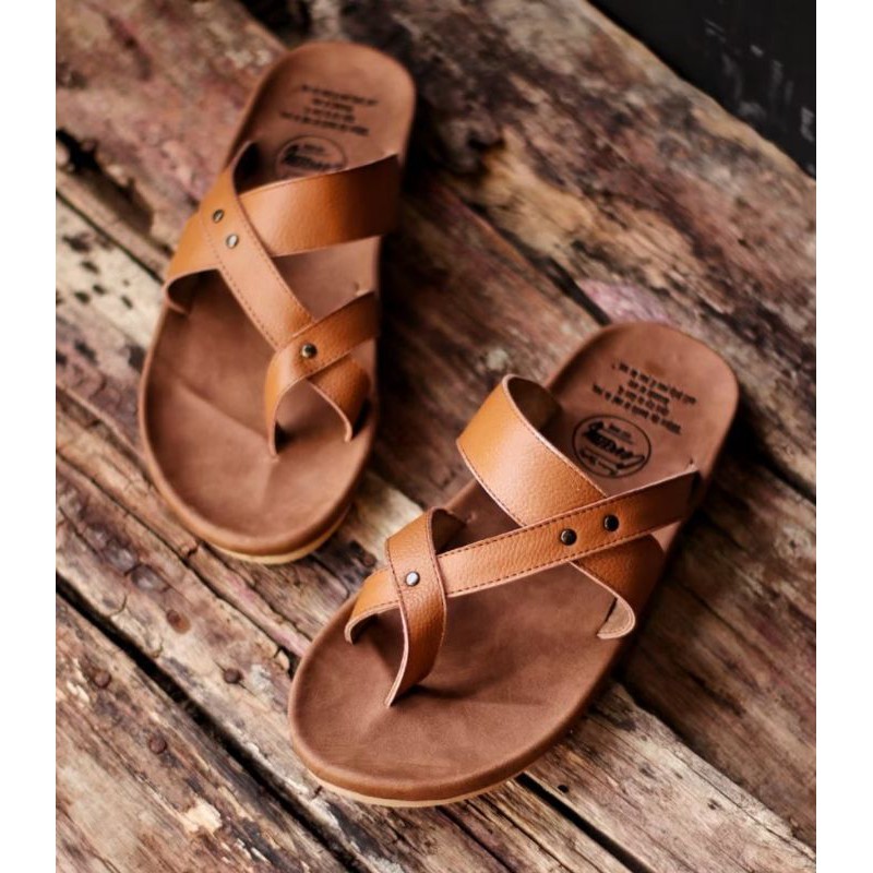 BELI 2 ONGKIR 1! SANDAL FULL KULIT ASLI CEVANY 05 WIROS HITAM COKLAT TAN ORIGINAL