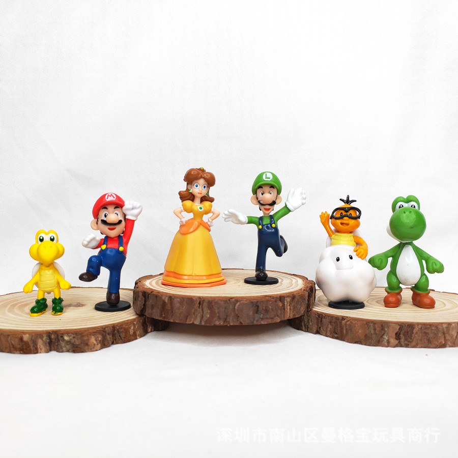 12pcs / 6pcs / set Mainan Action Figure Super Mario Bros Yoshi Jamur MINI Bahan PVC Untuk Hadiah Anak