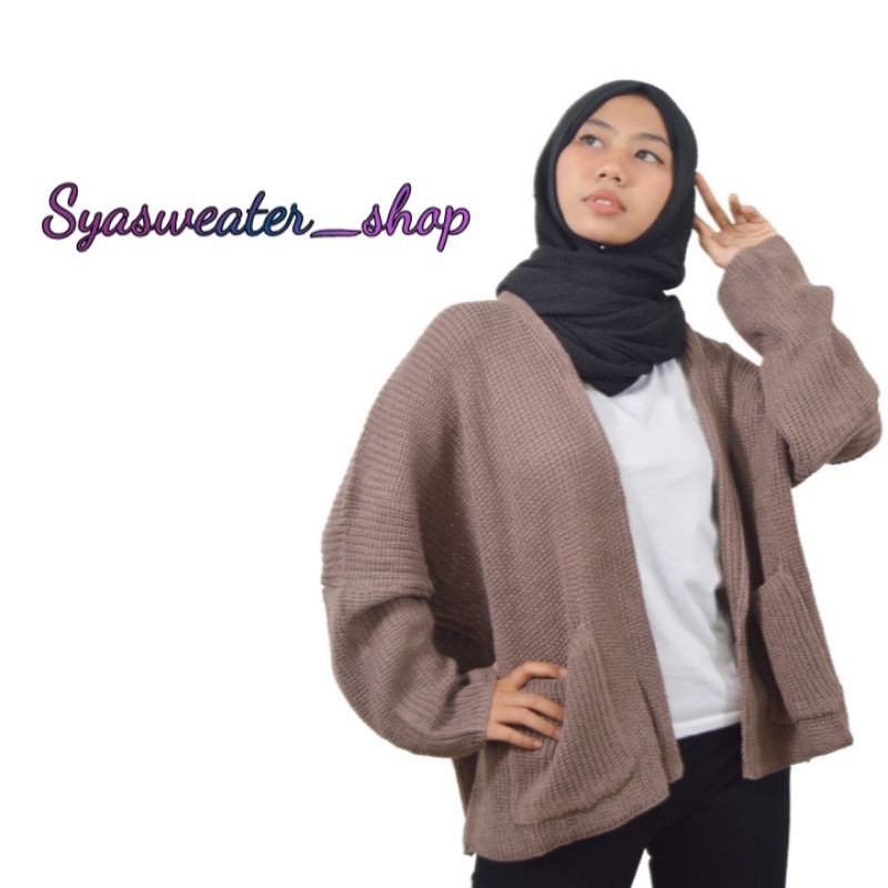 Syasweater -  LOCCY CARDY Cardigan Rajut Wanita Kardigan Tebal Oversize XL-Burgundy