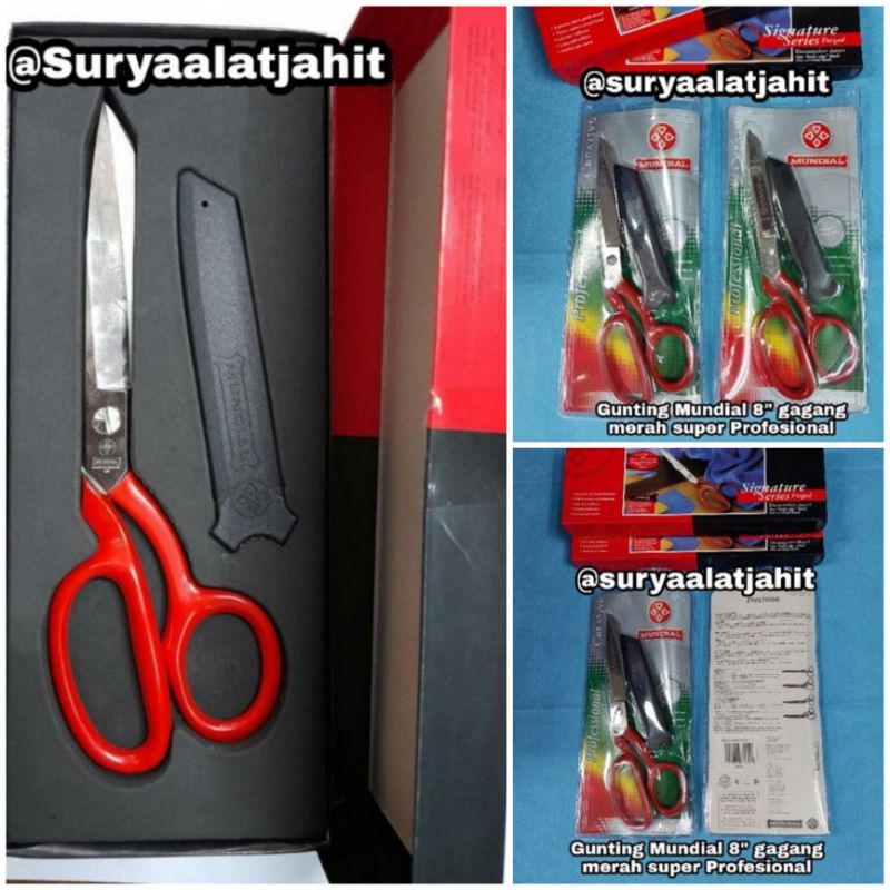 Gunting Mundial 8in gagang merah super Profesional =rp.385.000/1pcs