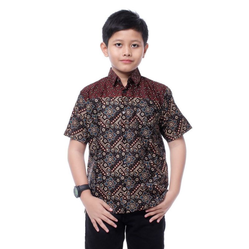 Baju Batik Anak Laki-laki Lengan Panjang Motif Mataram - couple Batik ayah dan anak laki-laki - sarimbit batik