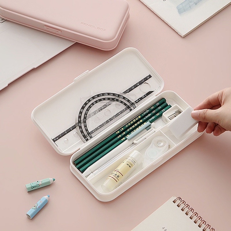 minimalist korean hard pencil case aesthetic