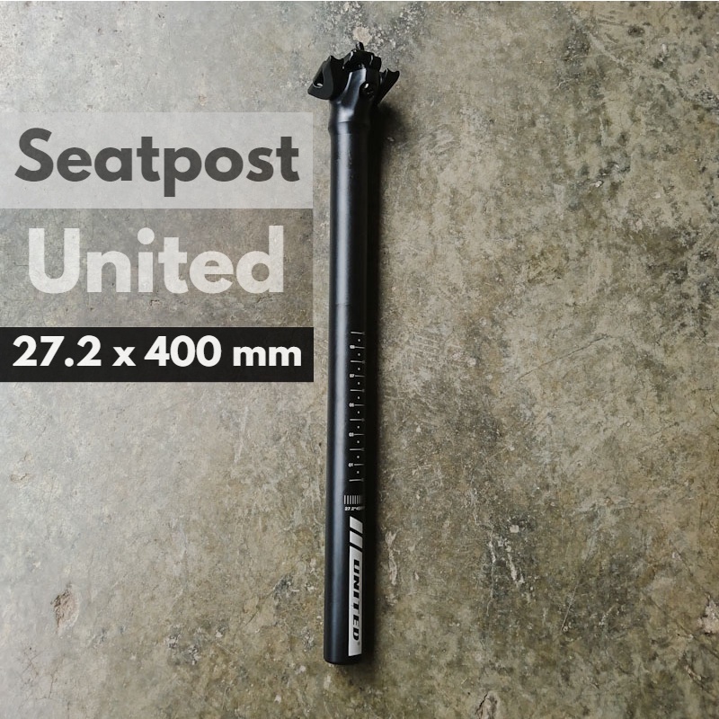 Seatpost Tiang Sadel United 27.2 Panjang 400 mm Hitam Alloy