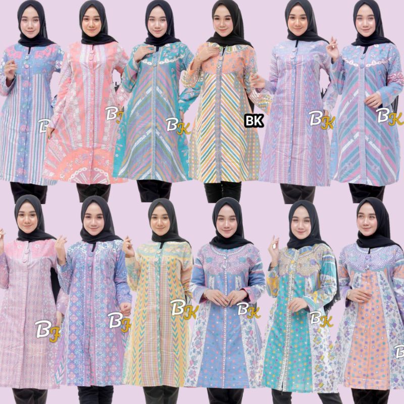 BATIK TUNIK SHIBORI JUMPUTAN TERBARU size S-3L / HRB026 YELBOR NAVBOR / BIRU PUTIH