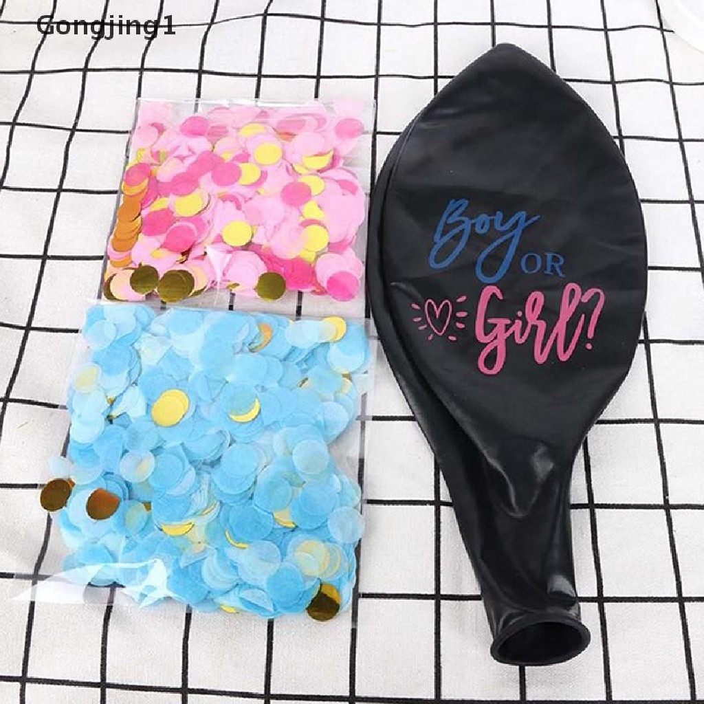 Gongjing1 Balon Confetti Bahan Latex Warna Hitam Untuk Baby Shower