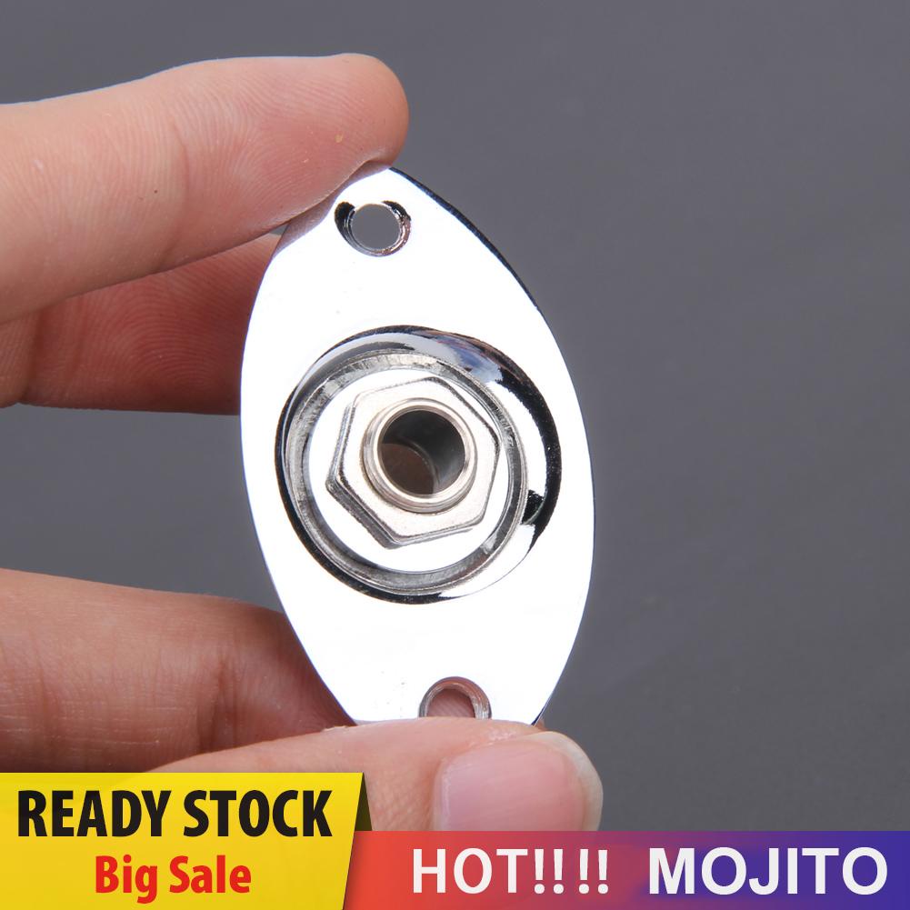 Soket Jack Input Output 1 / 4 Dengan Plat Oval Untuk Gitar Bass Elektrik
