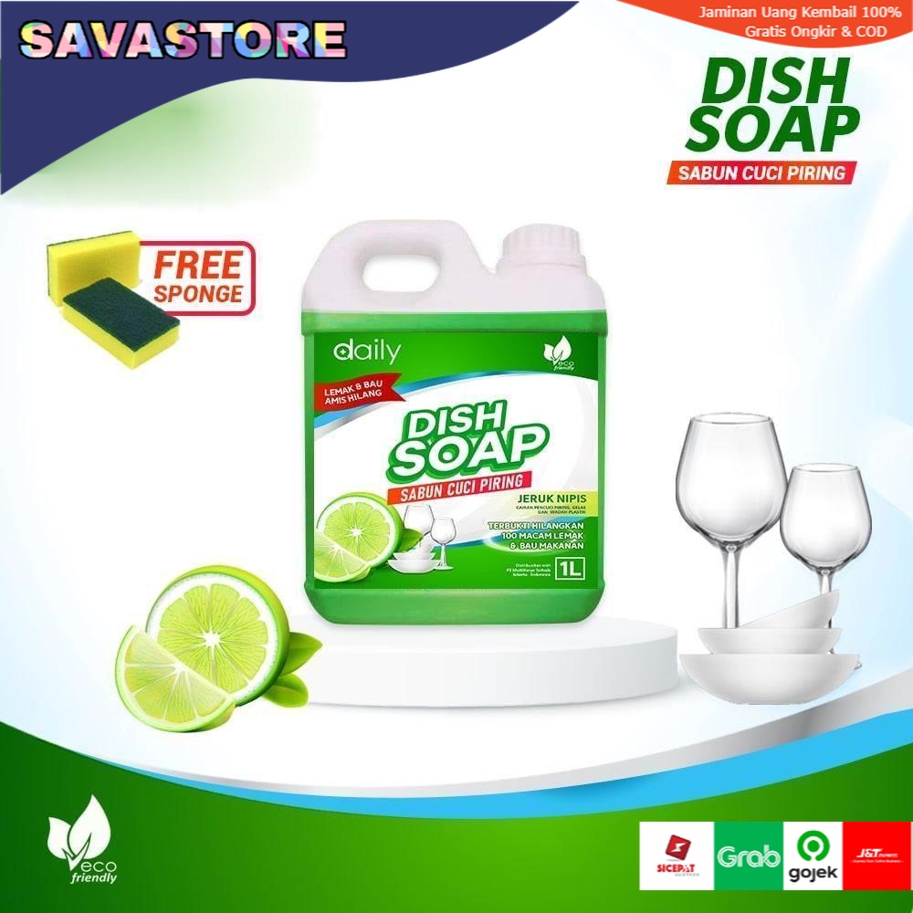 SABUN CUCI PIRING JERUK NIPIS DISH SOAP 1 LITER + FREE SPONS CUCI PIRING