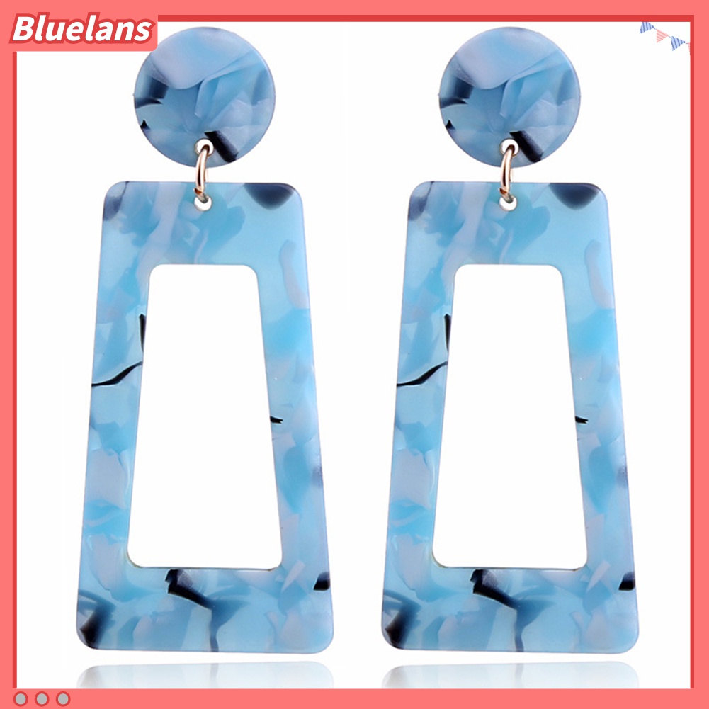 Anting Stud Bentuk Persegi Panjang Geometris Model Hollow Untuk Wanita