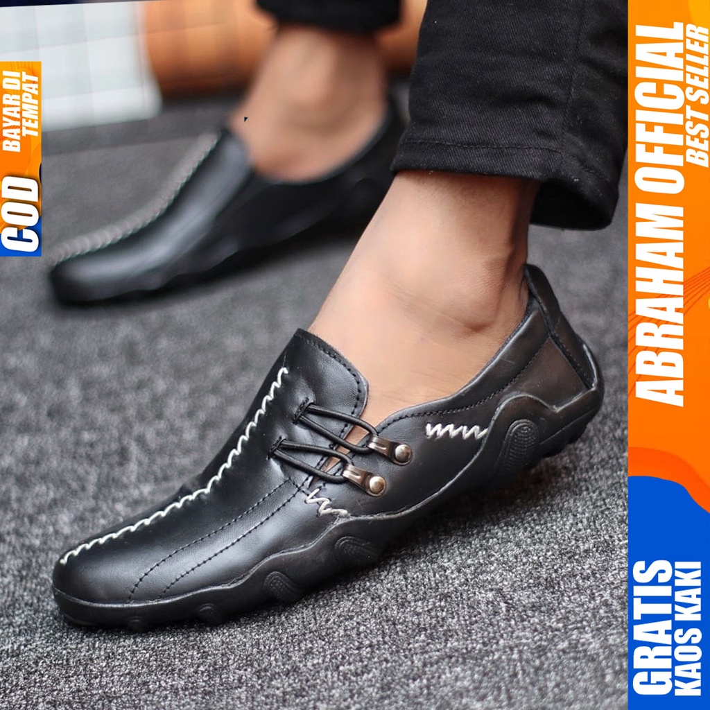 Abraham Knit - Sepatu Formal Pria Pantofel Kulit Asli