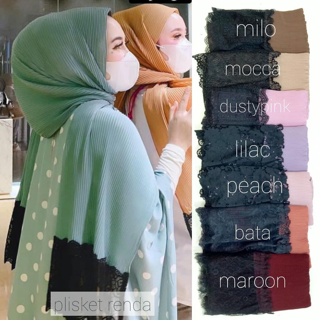 (TERBARU) Pasmina Plisket Prisket Renda Brokat brukat Impor/ Pasmina prisket renda Premium