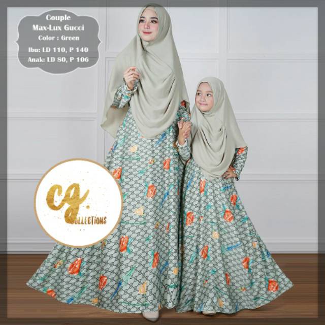 ASLI ORIGINAL  COUPLE MAXMARA MOM & KIDS SYARI gucci muslimah dress ibu anak guci elegant