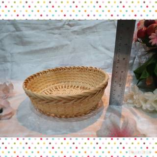 K13M Keranjang anyaman bambu bulat kecil M 18x6cm K13M Keranjang anyaman bambu bulat kecil M 18x6cm