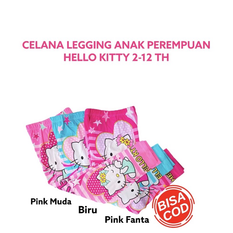 Celana Legging Anak Perempuan Hello Kitty Leging Anak Celana Panjang Leging Anak 1 - 12 Tahun Katun Spandex