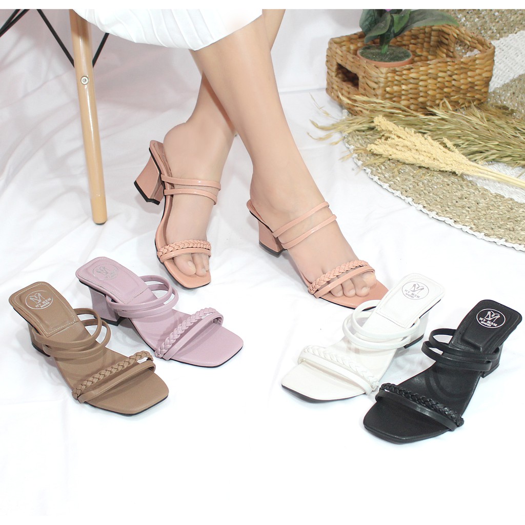 Milicca Alisya Sandal Heels Wanita Sandal Tali Hak Chunky