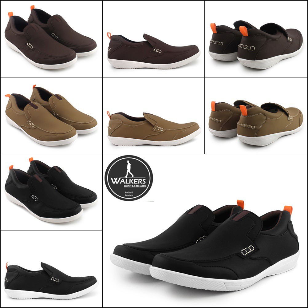 MS SHOP - Sepatu Pria Walkers Boston Slop Kasual Santai Kerja Murah Keren Slipon Murah Kondangan