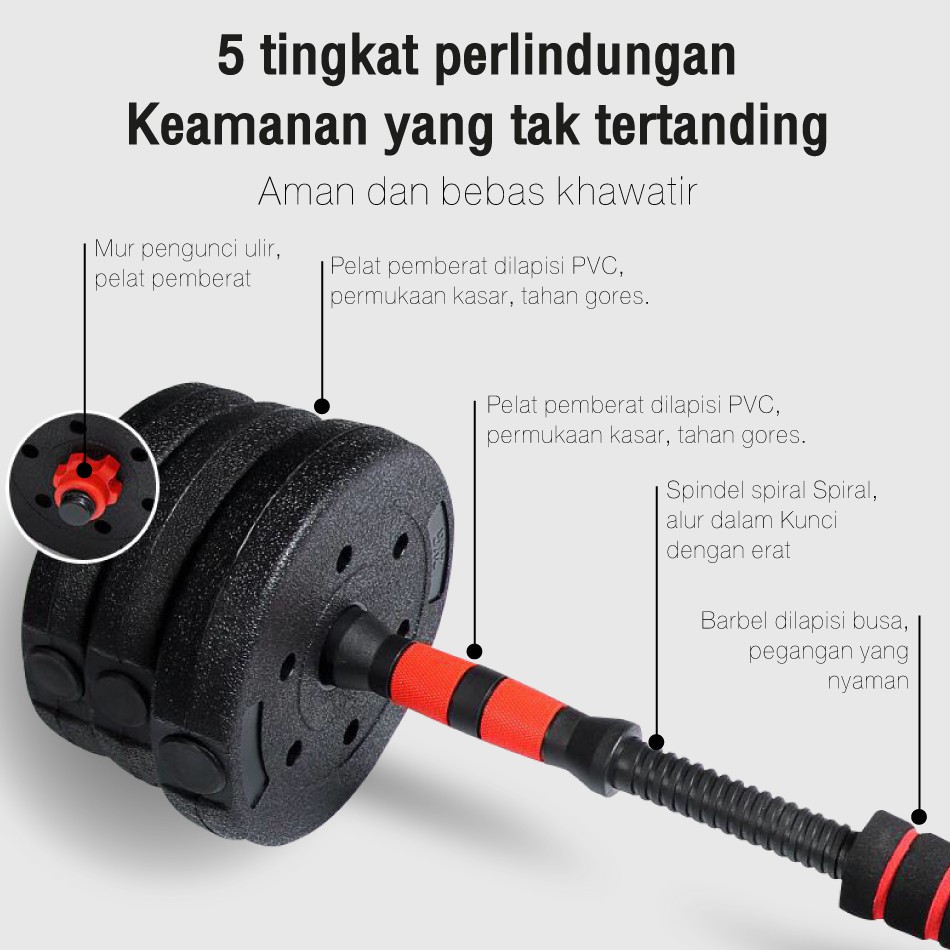 BG SPORT Dumbbell Set 20Kg PVC Alat Olahraga Fitness-2