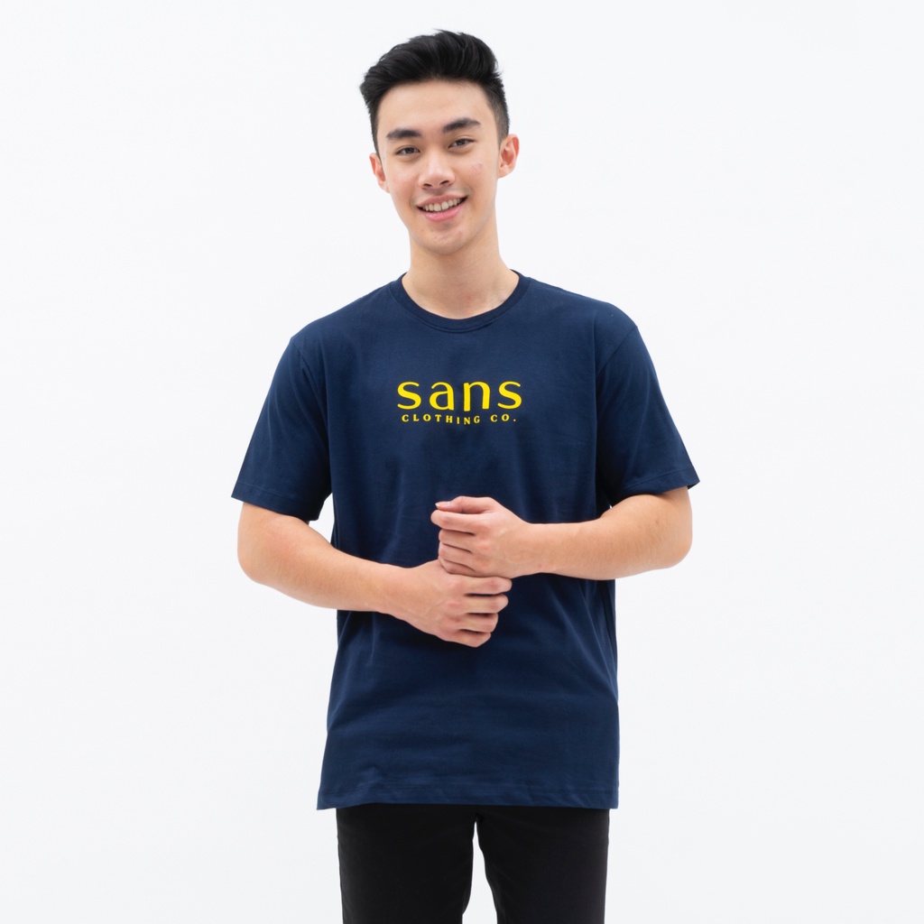 SANVANINA Kaos T-Shirt Logo Navy Kuning | D-05 Sans Tee Navy Yellow