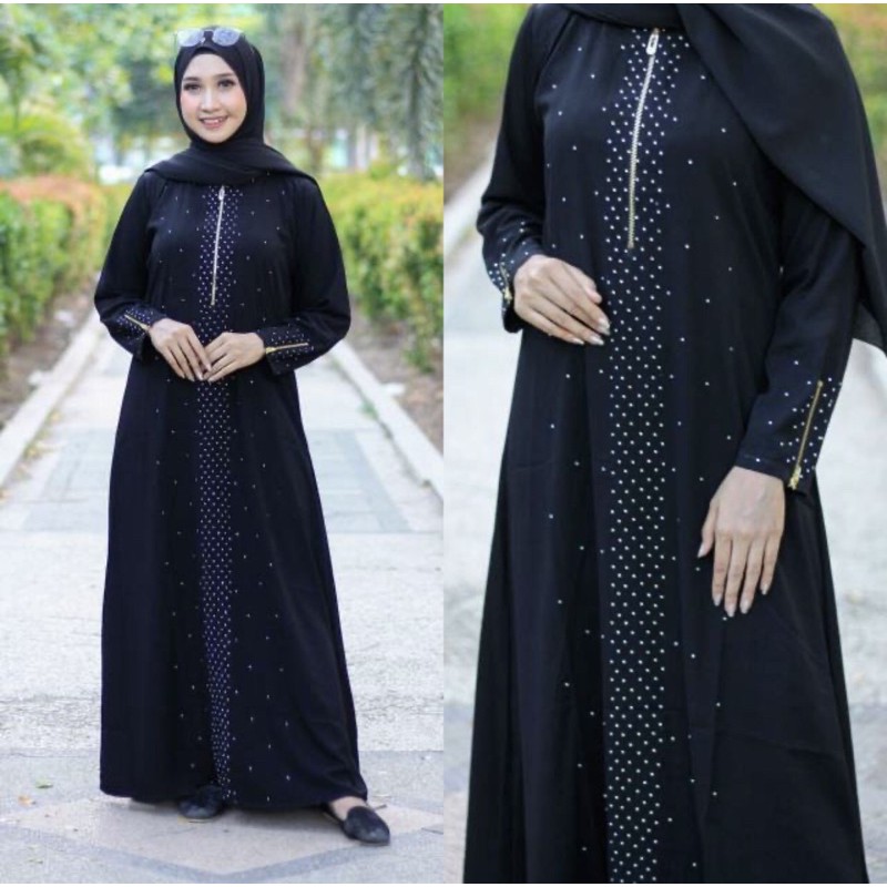 EXCLUSIVE ABAYA HITAM ZIPER MATA (BUSUI) RESLETING DADA MURAH &amp; CANTIK