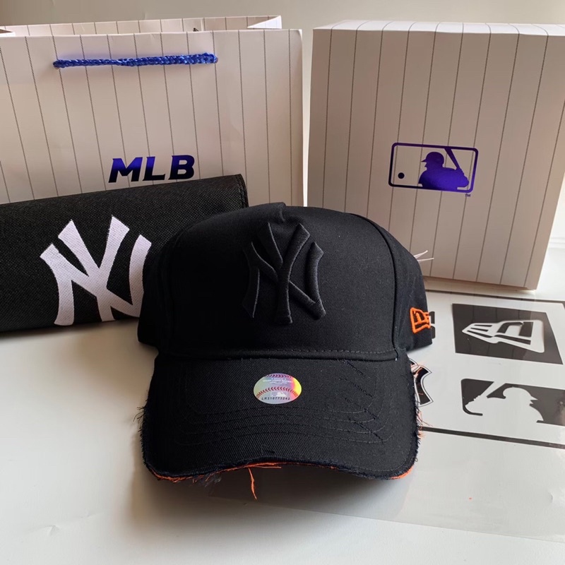 CAP NY/MLBB BLACK BASEBALL STREET RIPPED BLACK ORANGE & PAPERBAG/BOX/TOOTHBAG