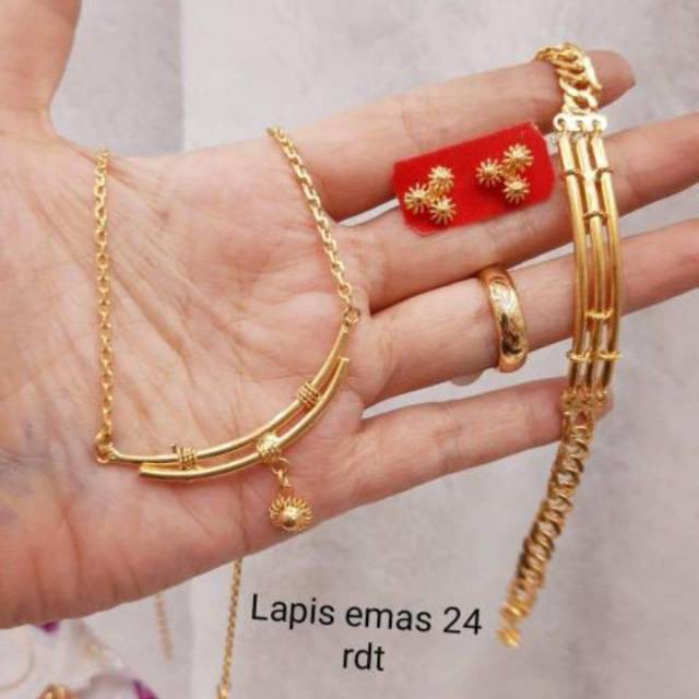 Replika mas kalung 3bambu, gelang,cincin,anting