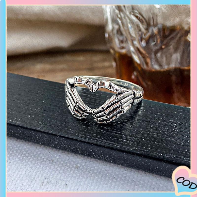 COD❤️ Baru Kreatif Retro Fashion Pria Fashion Wanita Kepribadian Mendominasi Korea Perhiasan Perhiasan Neraka Hantu Jari Cincin-A.one