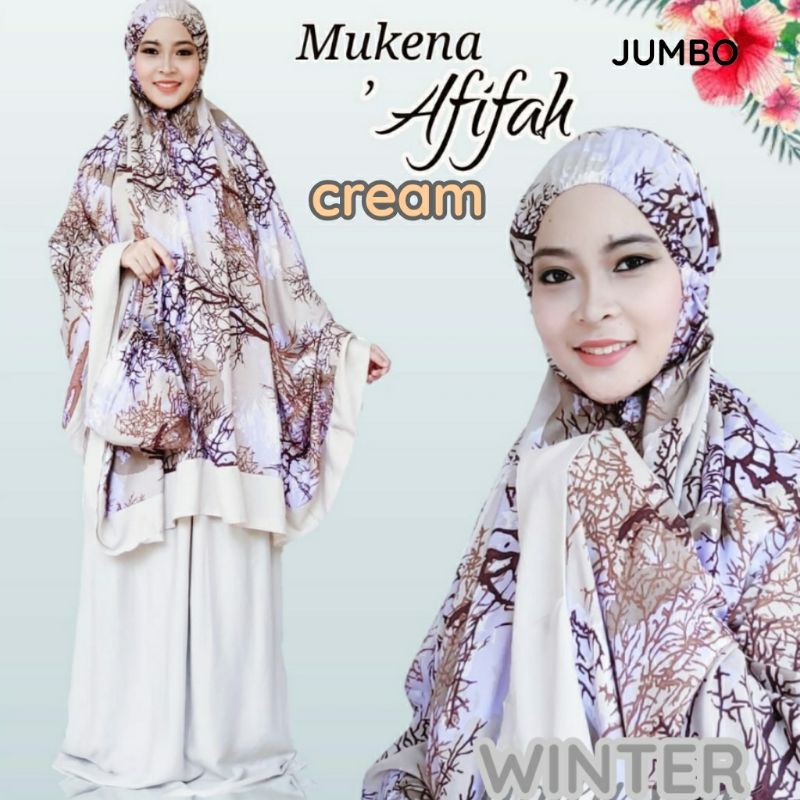MUKENA MUSLIMAH JUMBO PUTIH BUNGA SAKURA PREMIUM