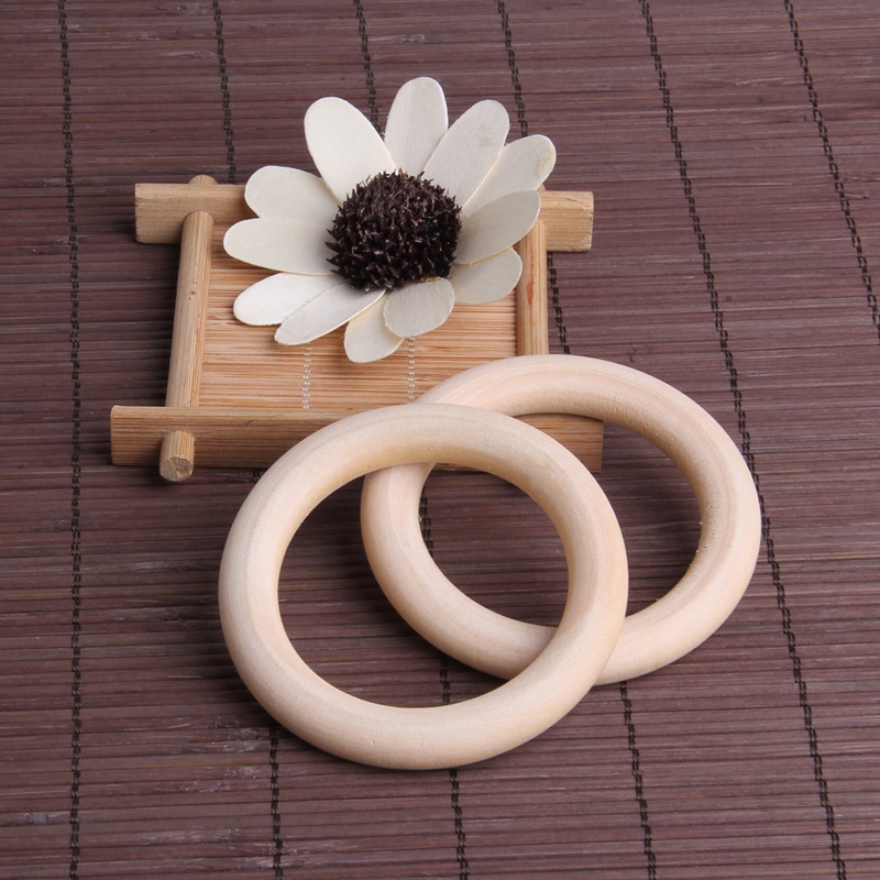 Mary 5pcs / Set Mainan Teether Bayi Bentuk Cincin Bahan Kayu 70mm Untuk DIY Craft