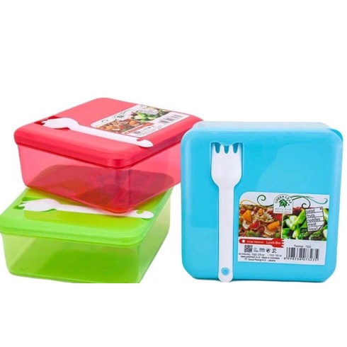 GREEN LEAF 5024 Square Water Bottle 400ml (Warna Random), Lunch Box Food Storage Tempat Makan Wadah Bekal 720ml(Warna Random),,Toples Tempat Bumbu Bulat Lock 4 - Wadah Sambel, kecap Kedap Udara