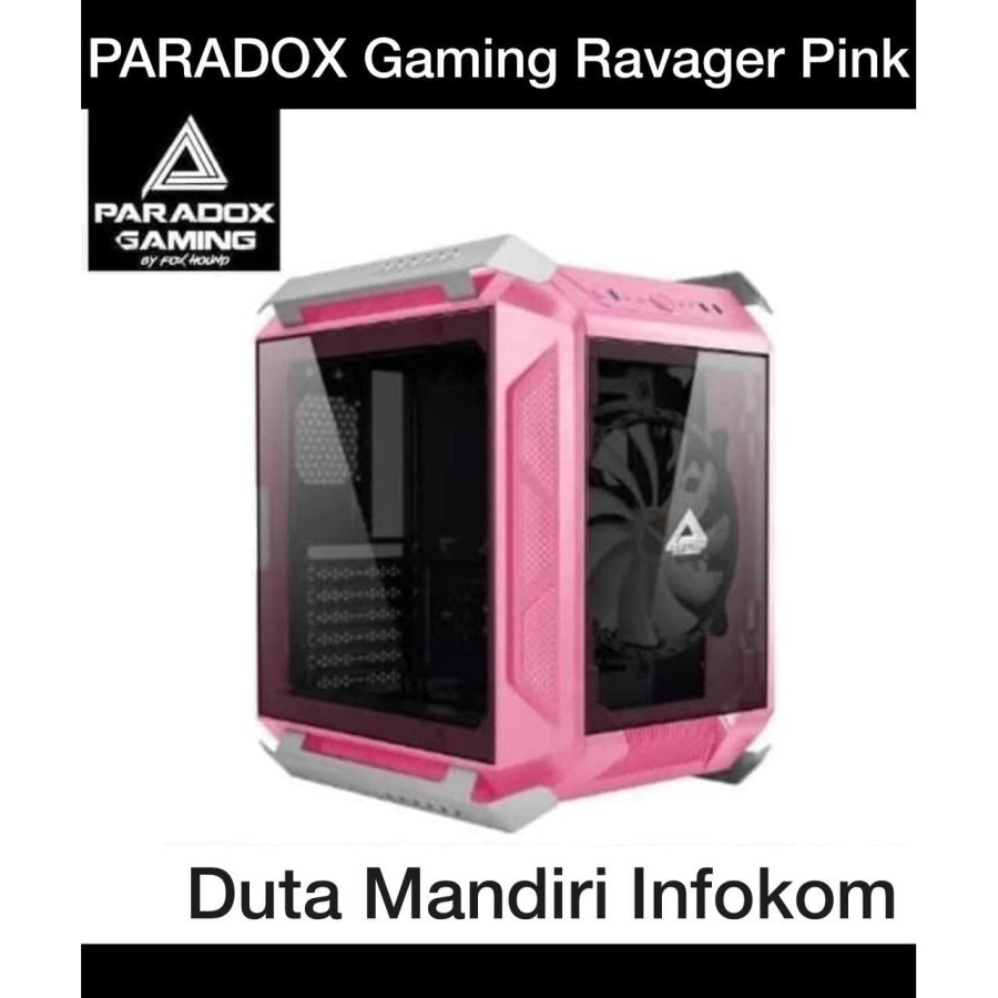 Paradox Gaming Ravager Pink Cube - Tempered Glass ATX Gaming Case