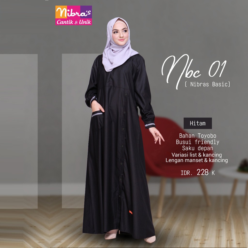GAMIS NIBRAS NBC 01 HITAM / NIBRAS BASIC