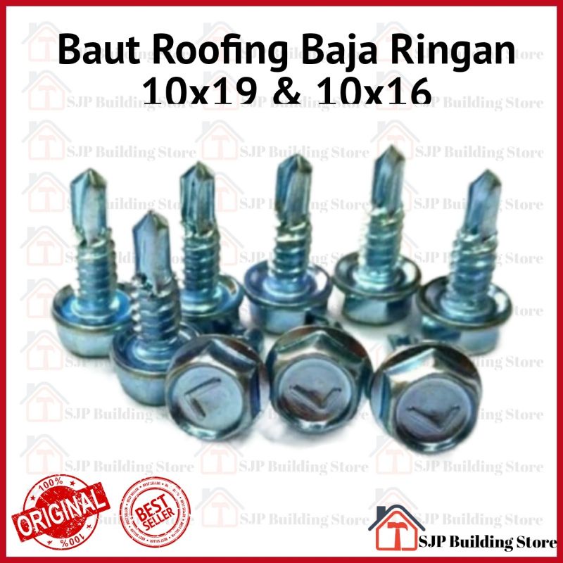 10x16 10x19 Baut / sekrup / roofing / ruping Baja Ringan