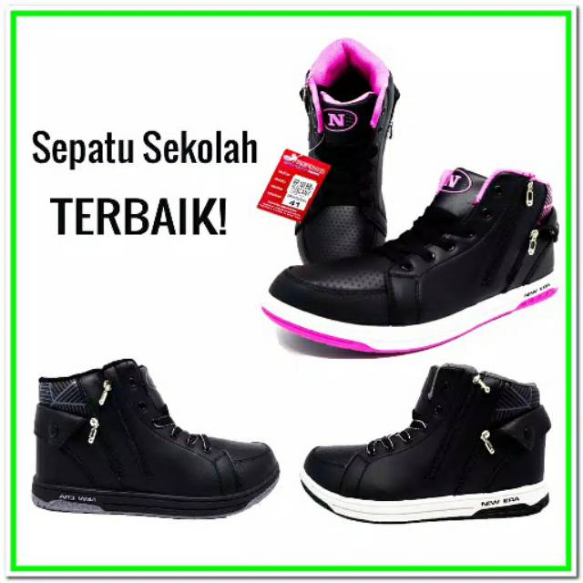 Sepatu sekolah sepatu anak sepatu hitam New Era Tuscany / j walk