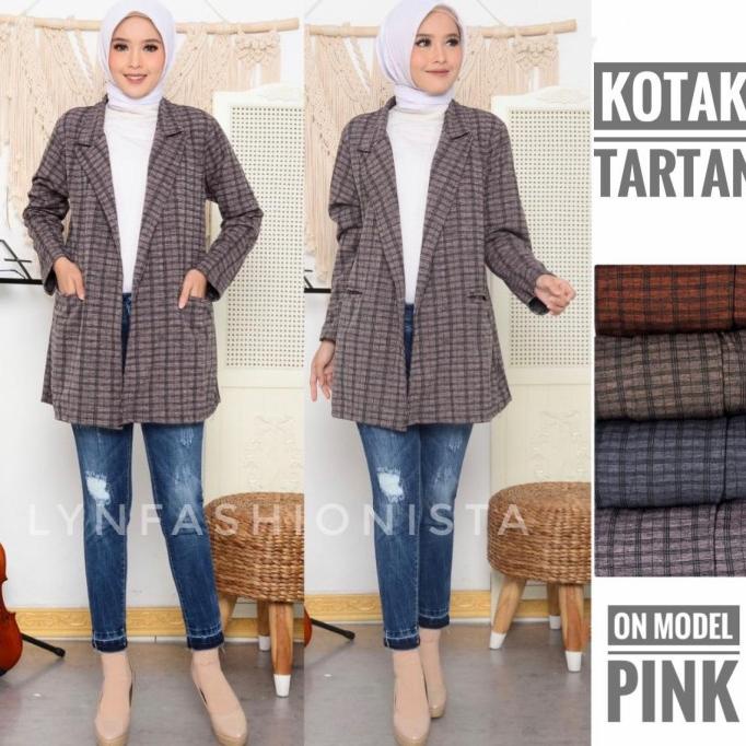 BLAZER WANITA PREMIUM/BLAZER OFFICE KOTAK TARTAN/BLAZER KOREA/SONYA