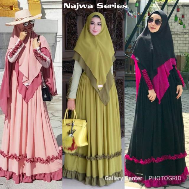 NAJWA SYARI Original By Boutique Rhey. Gamis set super premium harga hemat super adem, look like JS