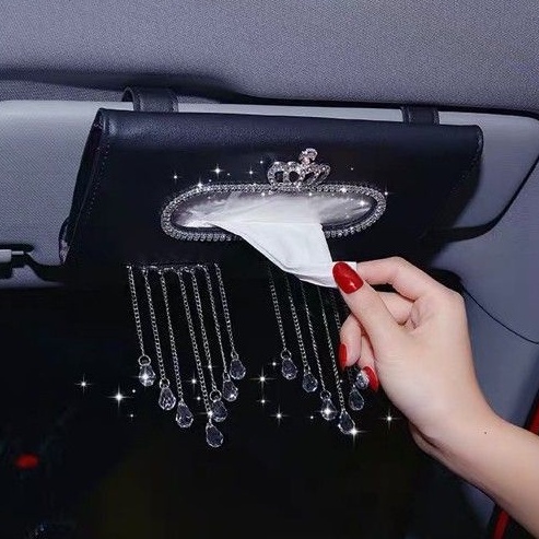 tissue mobil mahkota DAD Flower Series Tempat Kotak Tissue Tisu Jepit Gantung Sunvisor Pintu Mobil Kulit Premium