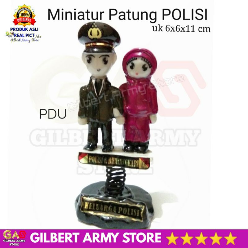 GILBERT ARMY STORE Miniatur Patung Polisi Polri  Bhayangkari PDU PDH Lengan Panjang Pendek Pajangan Dashboard Mobil Unik Lucu Kado Pernikahan Cendramata Hiasan Lemari Terbaru Grosir Murah