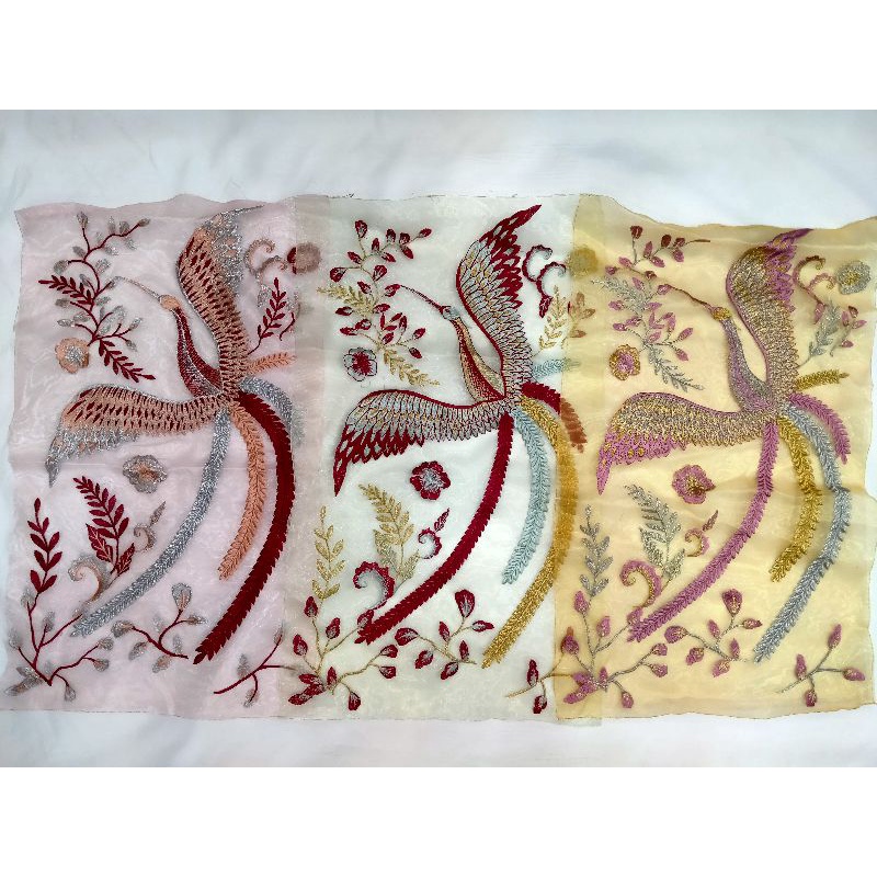 Bordir burung hong tempel || aplikasi dress dll