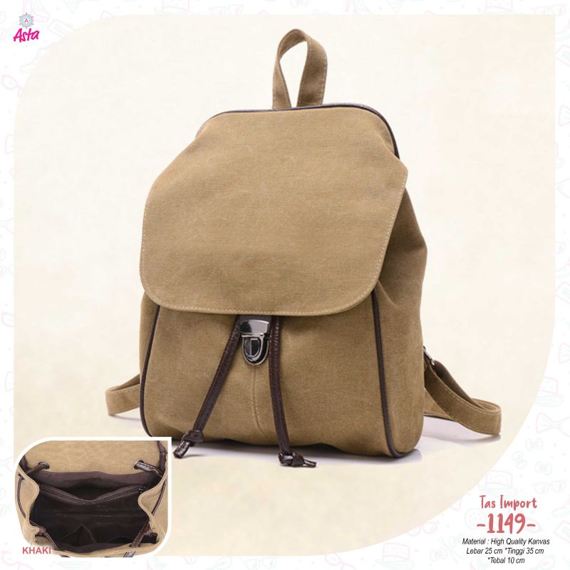 Tas ransel kanvas wanita murah import kode 1149 ori by Asta