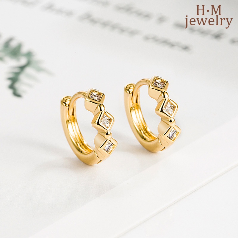 Anting Bulat Hias Zircon AAA Untuk Wanita