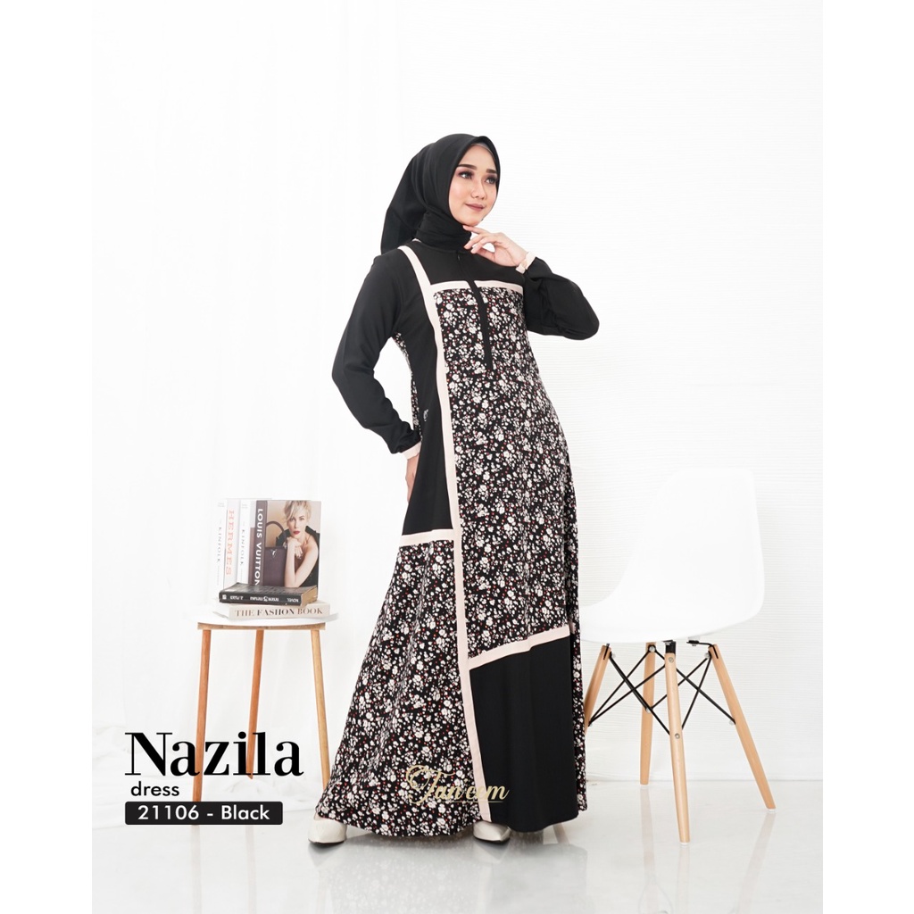Nazila Dress Kode 21106 Gamis Motif Cantik By Taneem Muslim Dress