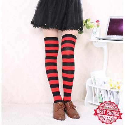 Promo Kaos kaki cosplay anime gintama kagura hitam merah stripes panjang Murmer