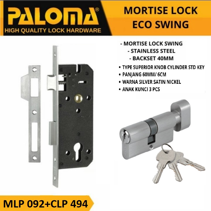 BODY MESIN KUNCI PINTU PALOMA MLP 1122 + CLP 494 MORTISE KAMAR MANDI KUNCI KNOP